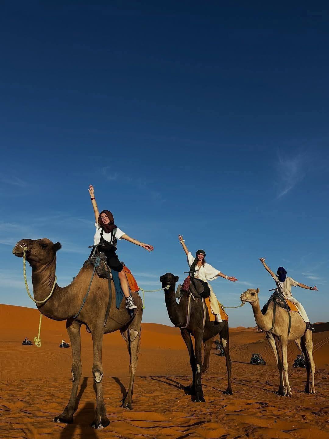 Camel riding in the Sahara